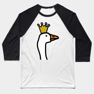 Portrait of a Gaming Goose Wearing a Crown Baseball T-Shirt